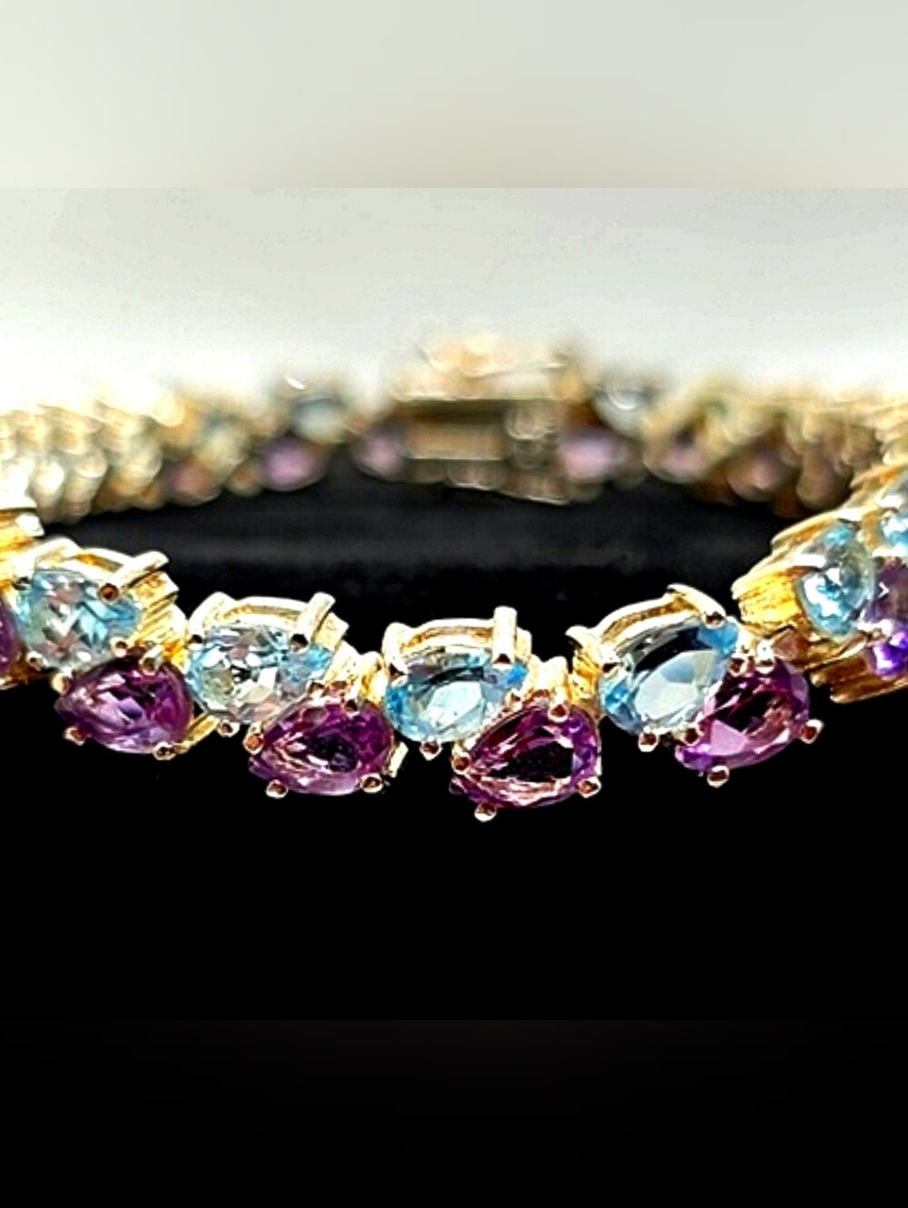 KenCraft Estate Tennis Bracelet Sterling Silver Topaz Amethyst 7"